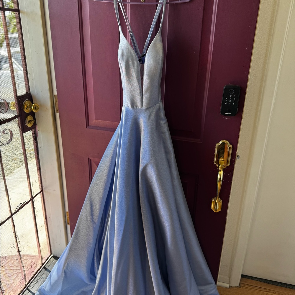Elegant Silver and Blue Gown